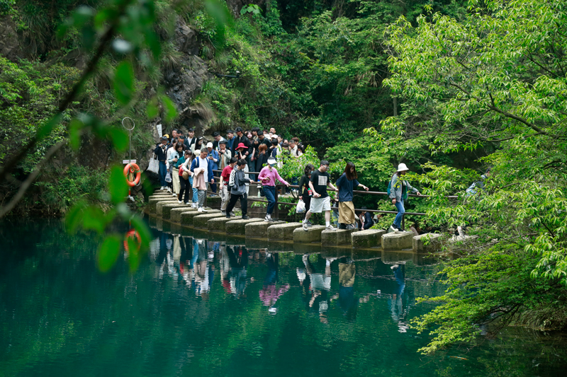 游客行走在桐廬的青山綠水間。王珊婷攝